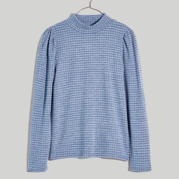 Madewell Jacquard Puff-Sleeve Mockneck Top - Picture 1 of 6
